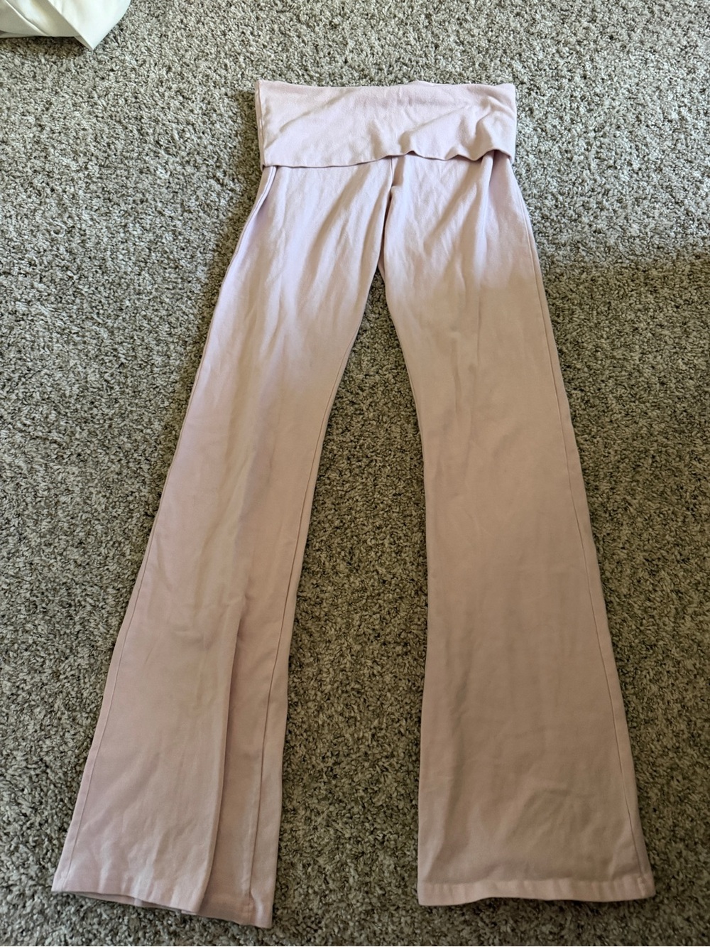 Brandy Melville Fold-Over Waist Flare Pants - Light Pink